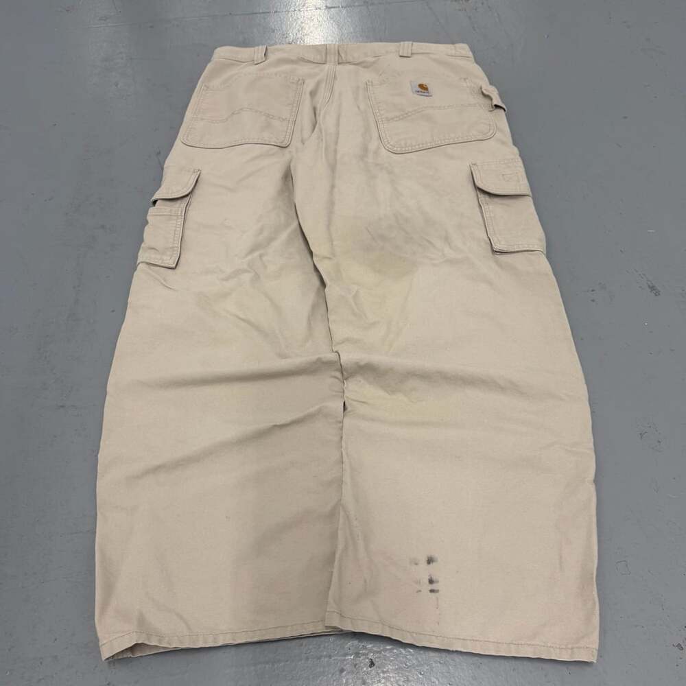 Early 2000s Carhartt Original Dungaree Fit Cargo Pants Size 36 x 30 Tan/Cream